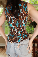 Load image into Gallery viewer, Vintage Cache Animal Print Ring Detail Sleeveless Top
