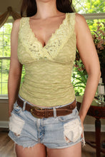 Load image into Gallery viewer, Vintage 2000s Rampage Sage Green Lace Tank Top
