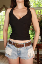 Load image into Gallery viewer, Vintage 2000s Black Surplice Tank Top
