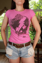 Load image into Gallery viewer, Vintage 2000s Abbey Dawn Pink Skull Graphic Baby Tee

