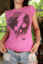 Load image into Gallery viewer, Vintage 2000s Abbey Dawn Pink Skull Graphic Baby Tee
