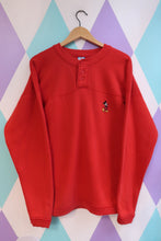 Load image into Gallery viewer, Vintage Mickey Mouse Embroidered Red Henley Sweatshirt
