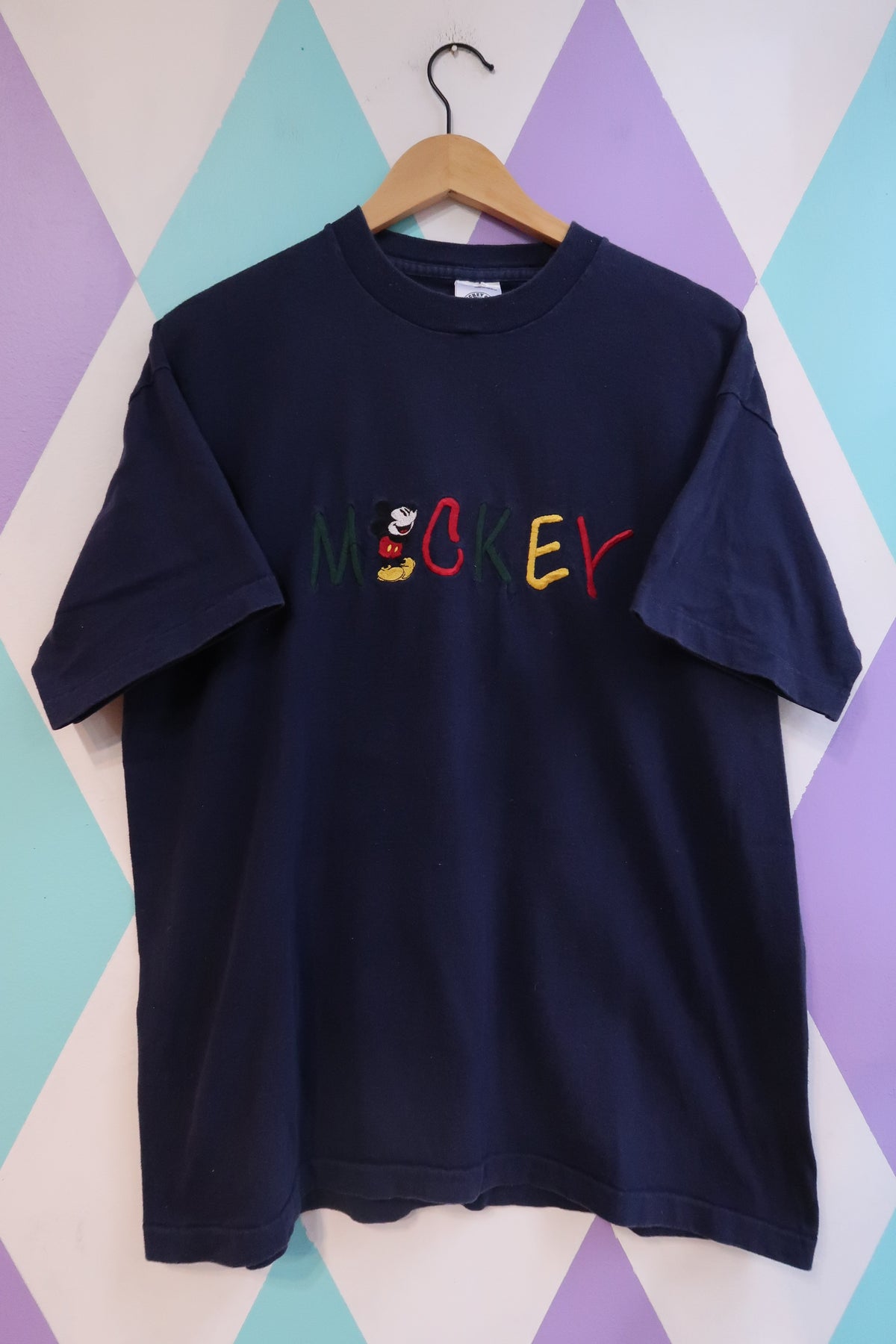 Vintage Embroidered Mickey Mouse Graphic T-Shirt
