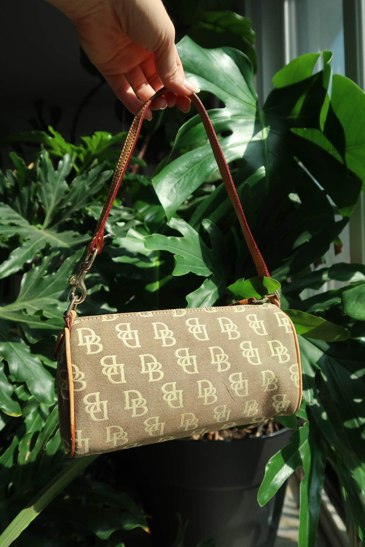 Vintage Dooney & Bourke Monogram Mini Barrel Bag