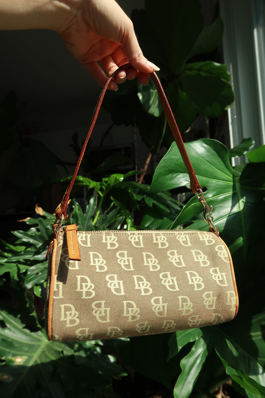 Vintage Dooney & Bourke Monogram Mini Barrel Bag
