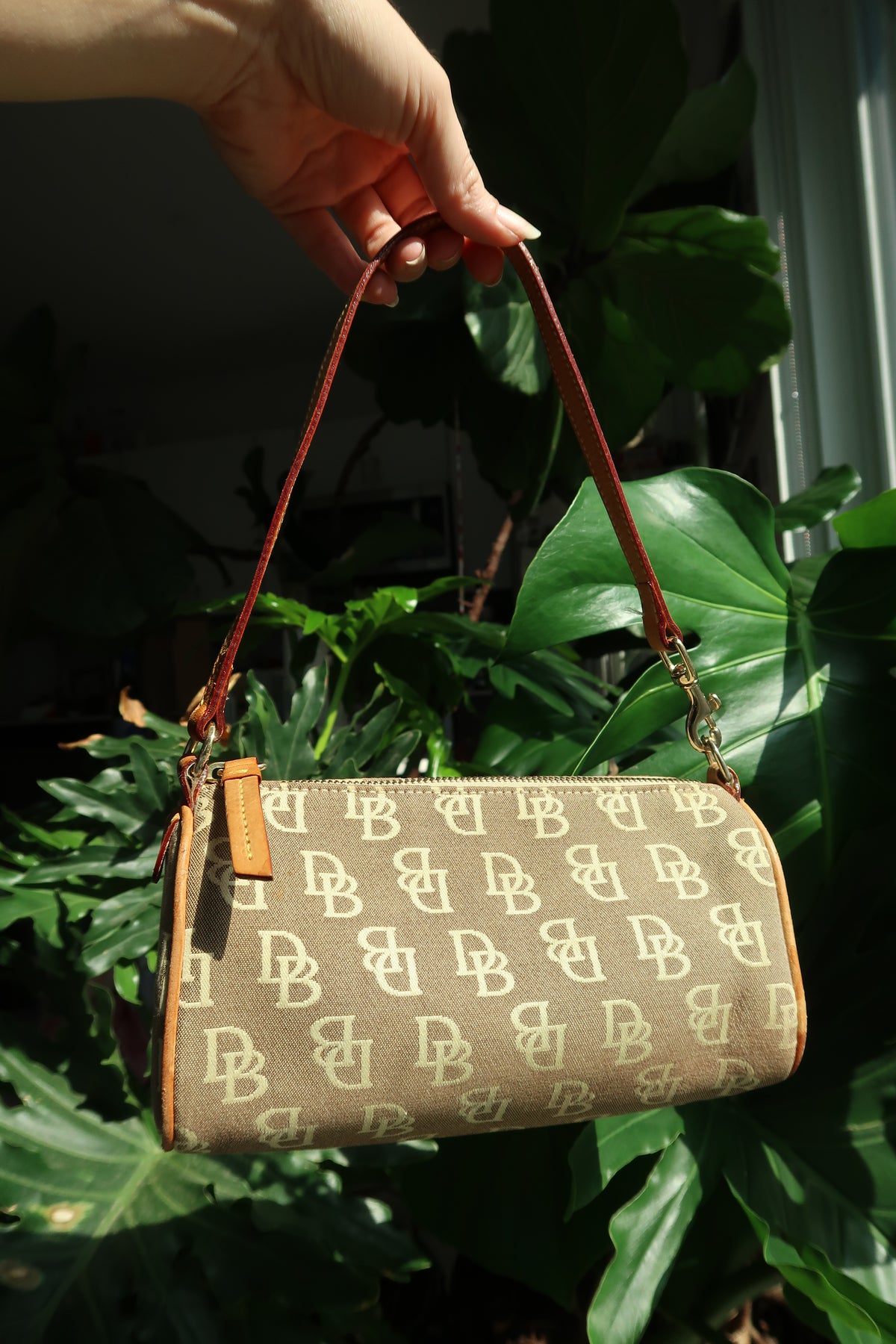 Vintage Dooney & Bourke Monogram Mini Barrel Bag