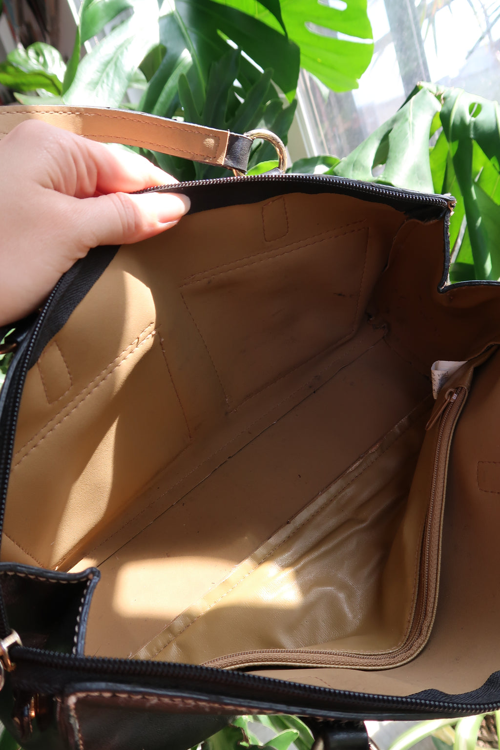 Vintage 2000s Black Faux Leather Double Pocket Shoulder Bag