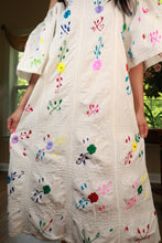 Load image into Gallery viewer, Vintage white off-shoulder embroidered peasant midi dress by Elektra Vintage, featuring intricate embroidery and a flowing silhouette.
