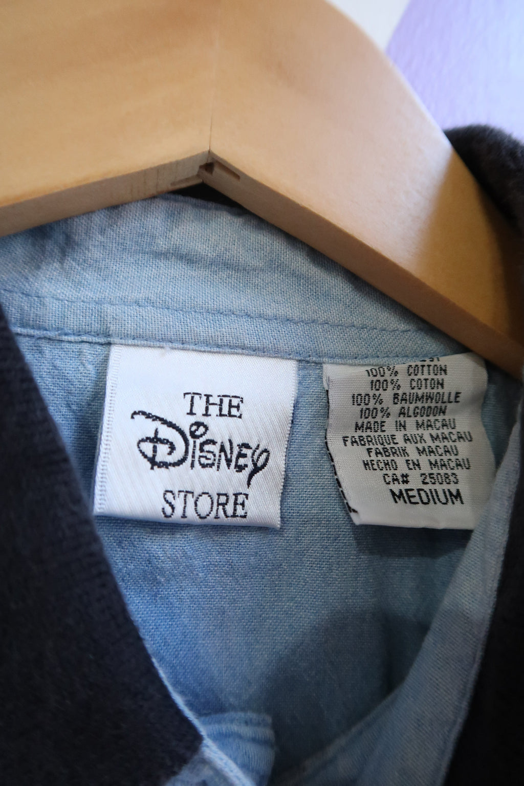 Vintage 1990s Mickey Mouse Embroidered Plaid Flannel Collared Long Sleeve