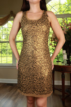 Load image into Gallery viewer, Elektra Vintage Y2K bronze sequin bodycon cocktail dress, form-fitting with shimmering sequins and a stylish vintage design.
