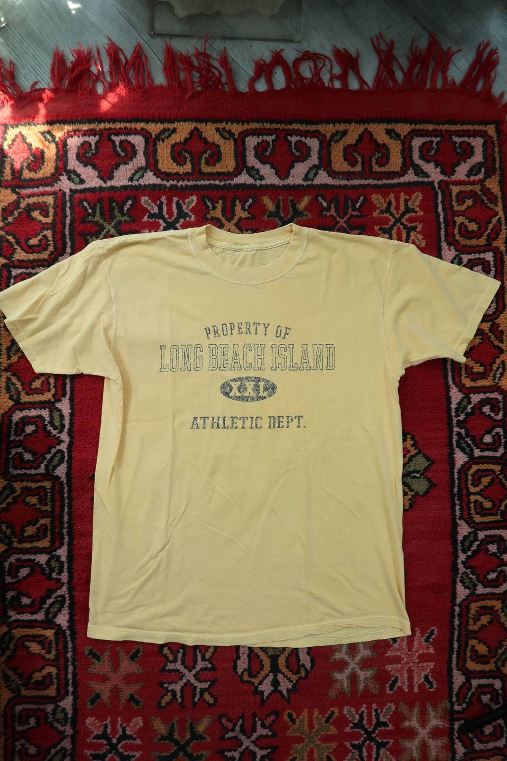 Vintage Long Beach Island Butter Yellow Graphic Tee - Property of Long Beach Island