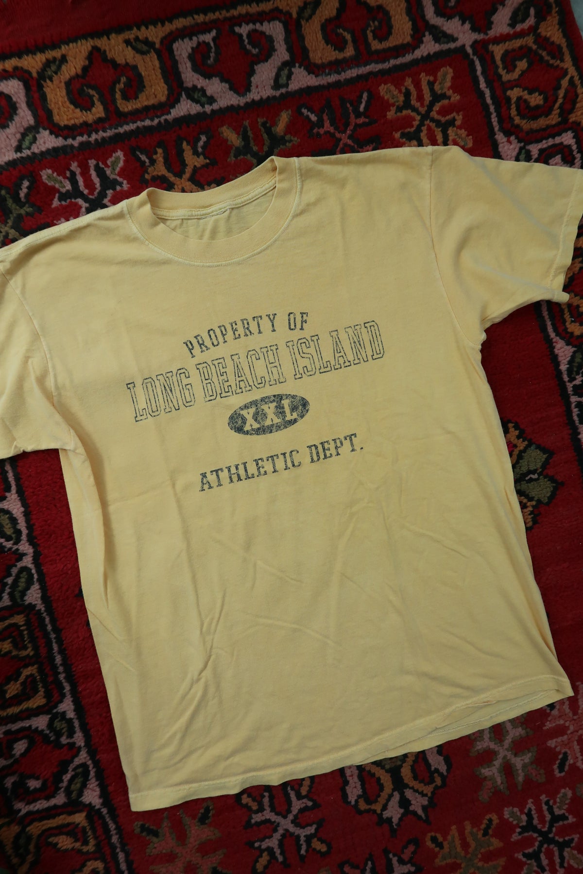 Vintage Long Beach Island Butter Yellow Graphic Tee - Property of Long Beach Island
