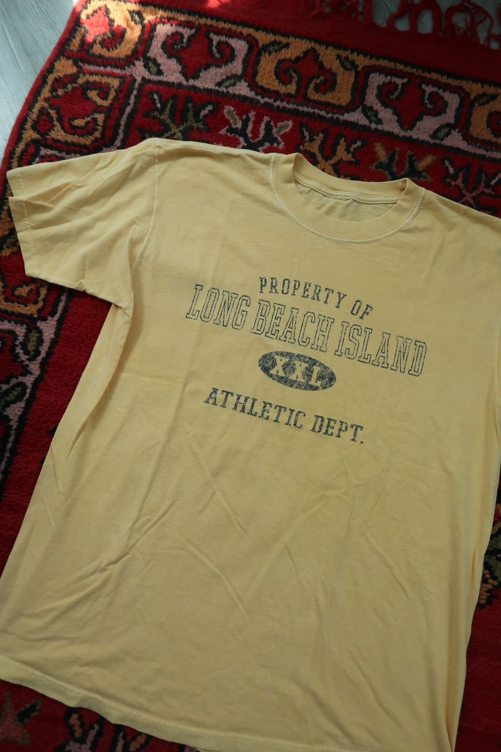 Vintage Long Beach Island Butter Yellow Graphic Tee - Property of Long Beach Island