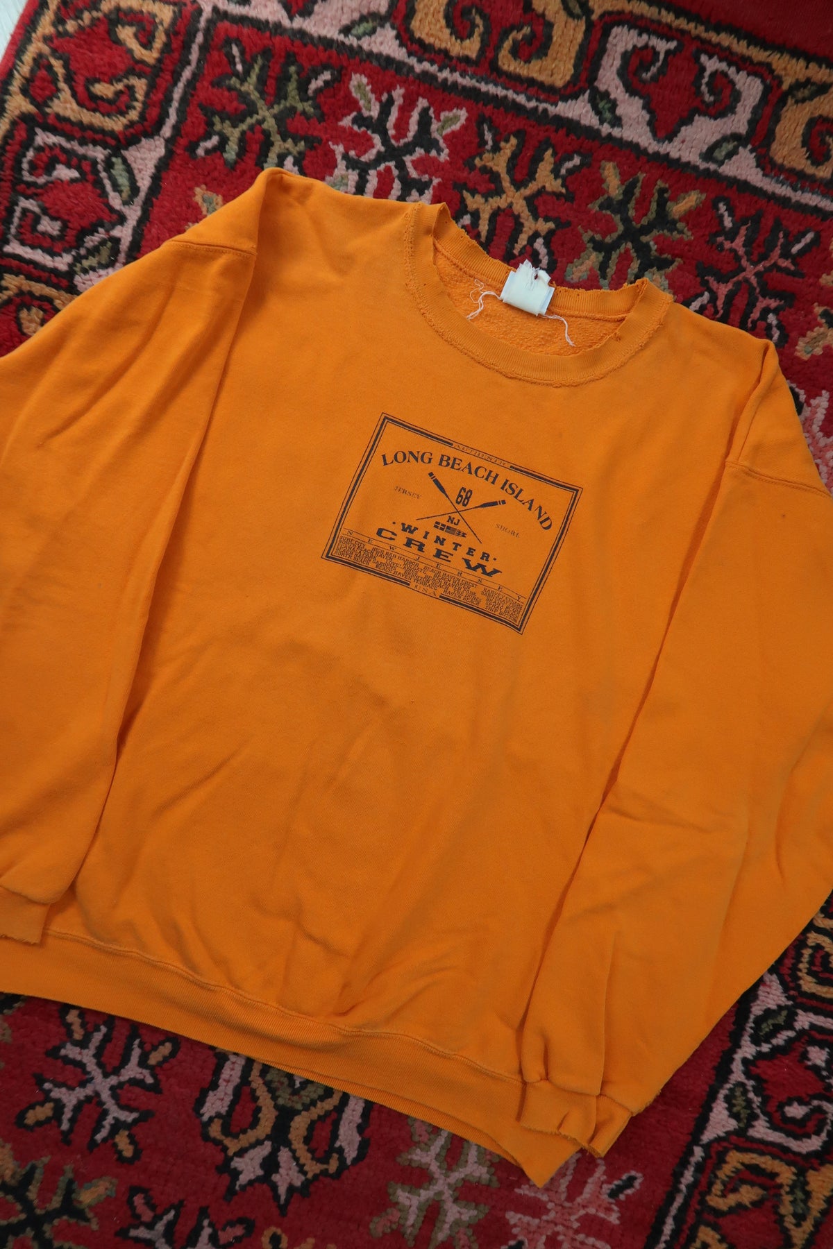 Vintage Long Beach Island Winter Crew Sweatshirt - Orange Jersey Shore Crewneck