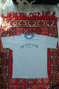 Vintage Long Beach Island Pinstripe Graphic Tee - Blue Pinstripe Jersey Shore Tshirt