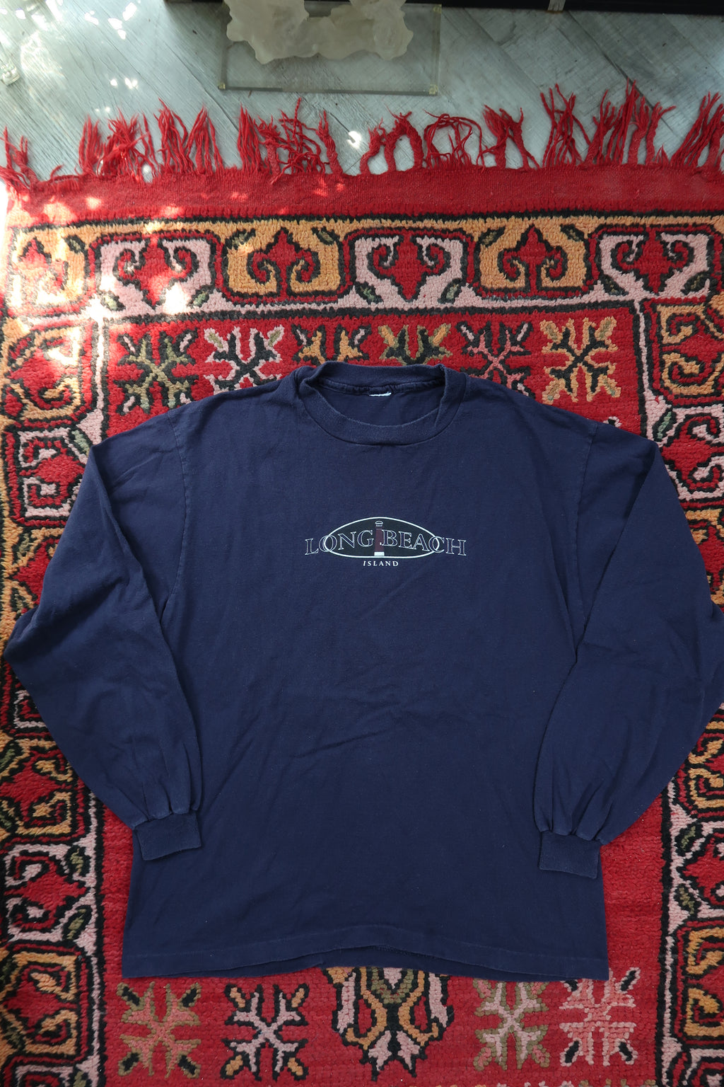 Vintage Long Beach Island Navy Blue Graphic Tee - Jersey Shore Lighthouse Long Sleeve Tshirt - Elektra Vintage