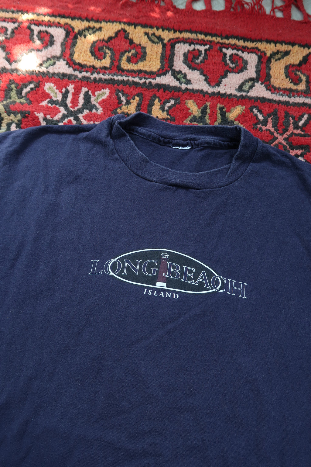 Vintage Long Beach Island Navy Blue Graphic Tee - Jersey Shore Lighthouse Long Sleeve Tshirt - Elektra Vintage