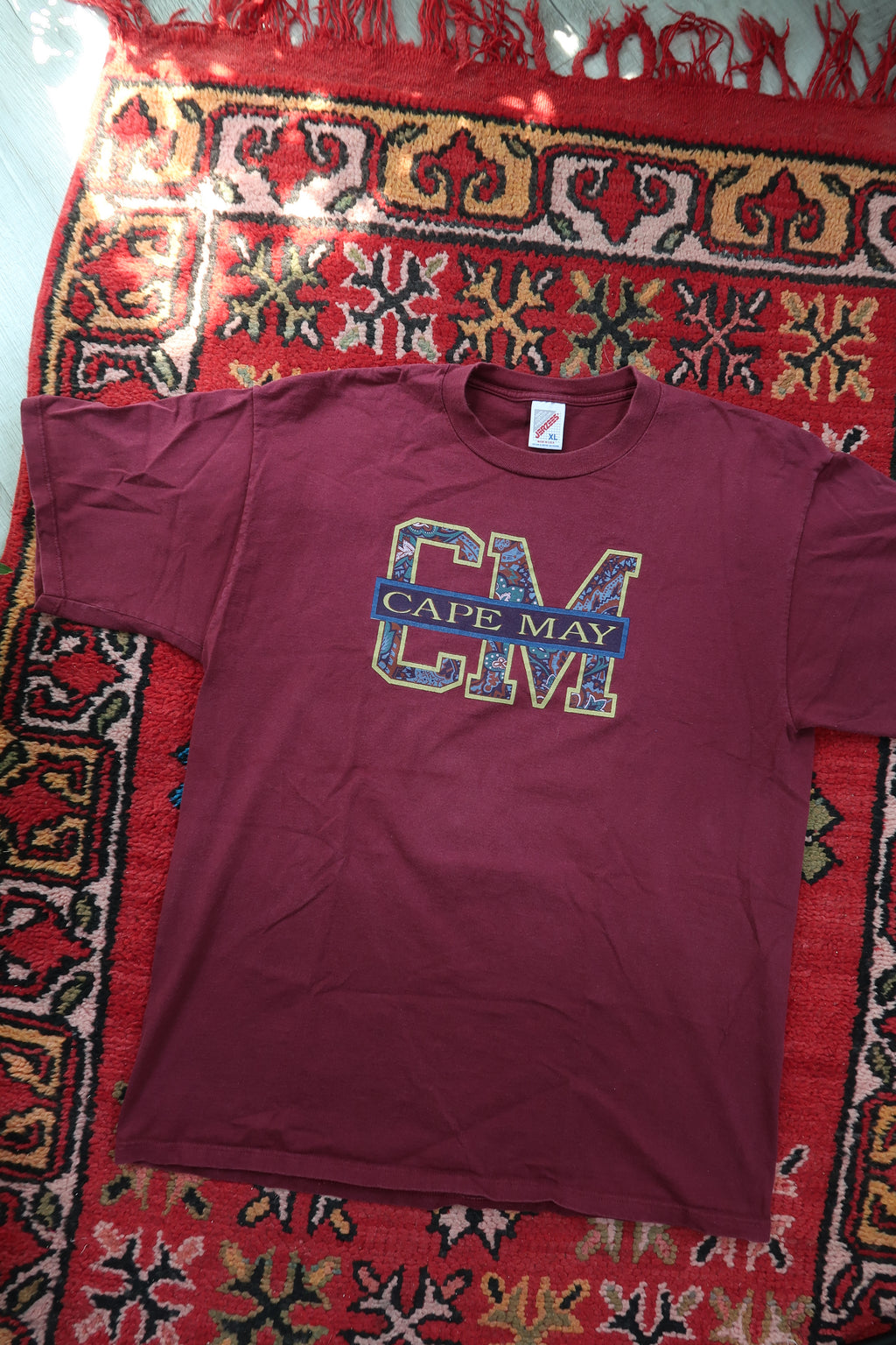 Vintage Cape May Maroon Graphic Tee - Jersey Shore Short Sleeve Tshirt - Elektra Vintage