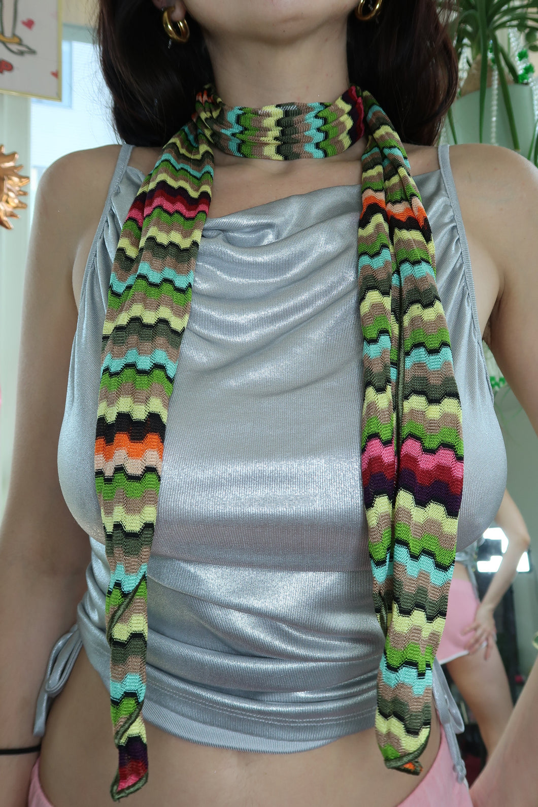 Vintage 2000s Missoni Striped Skinny Scarf – Iconic Knit Stripe