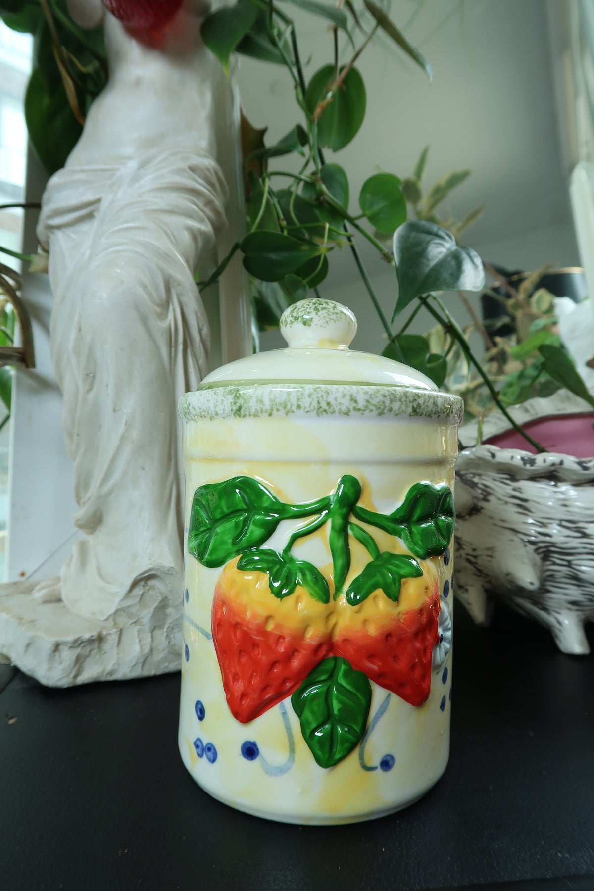 Vintage Ceramic Strawberry Canister Jar – 3D Fruit Kitchen Storage