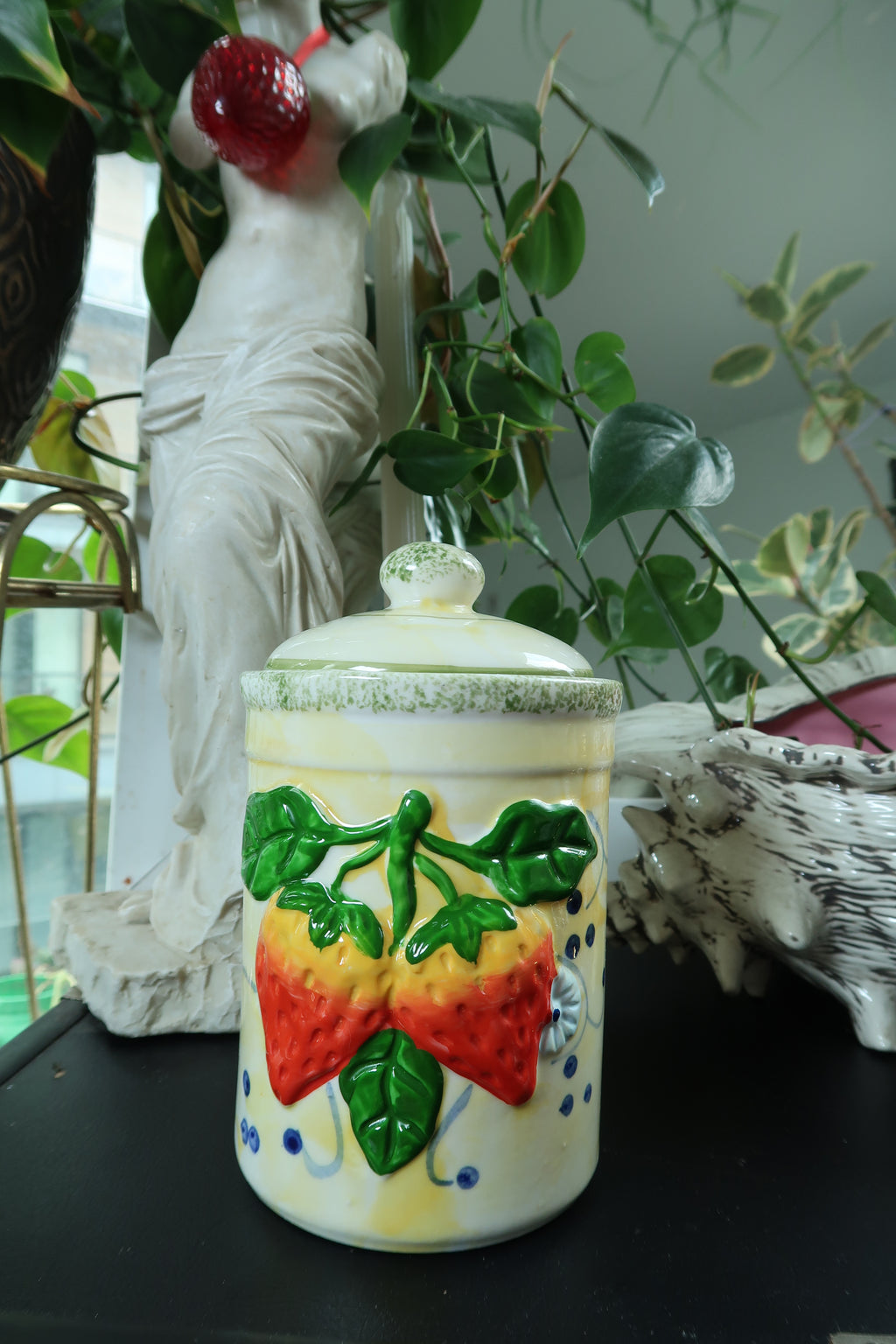 Vintage Ceramic Strawberry Canister Jar – 3D Fruit Kitchen Storage
