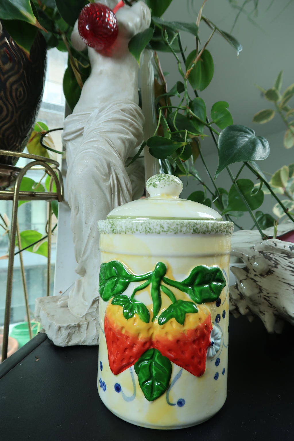 Vintage Ceramic Strawberry Canister Jar – 3D Fruit Kitchen Storage
