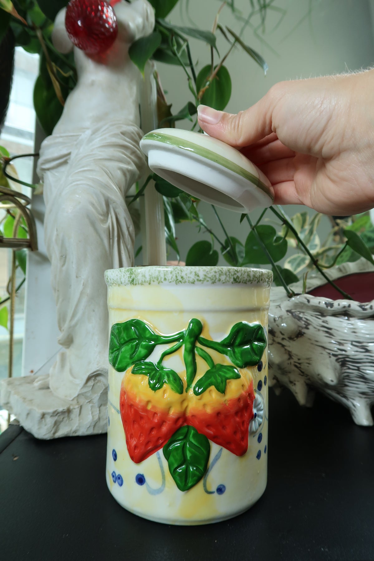 Vintage Ceramic Strawberry Canister Jar – 3D Fruit Kitchen Storage