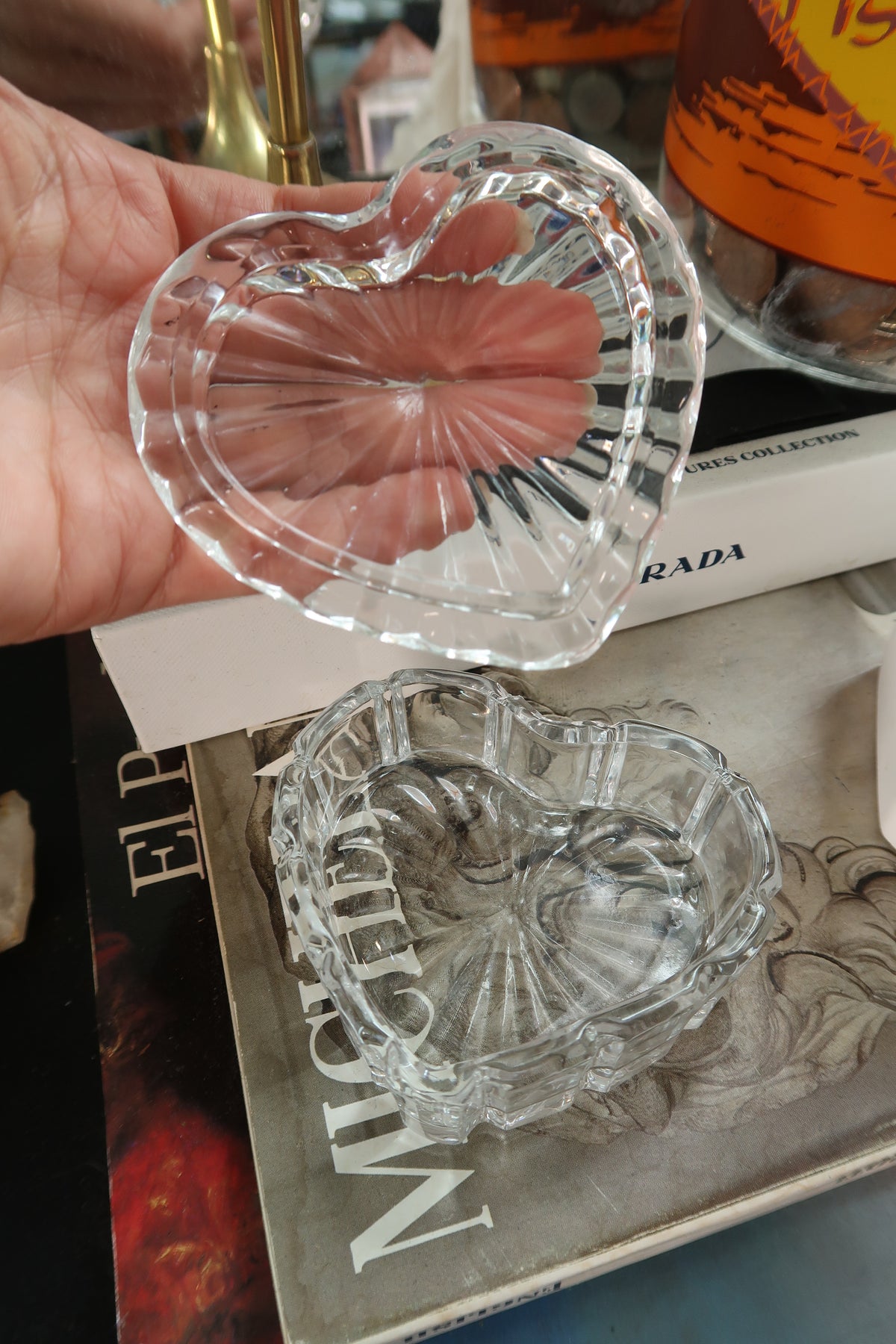 Vintage Glass Heart Catch All Dish