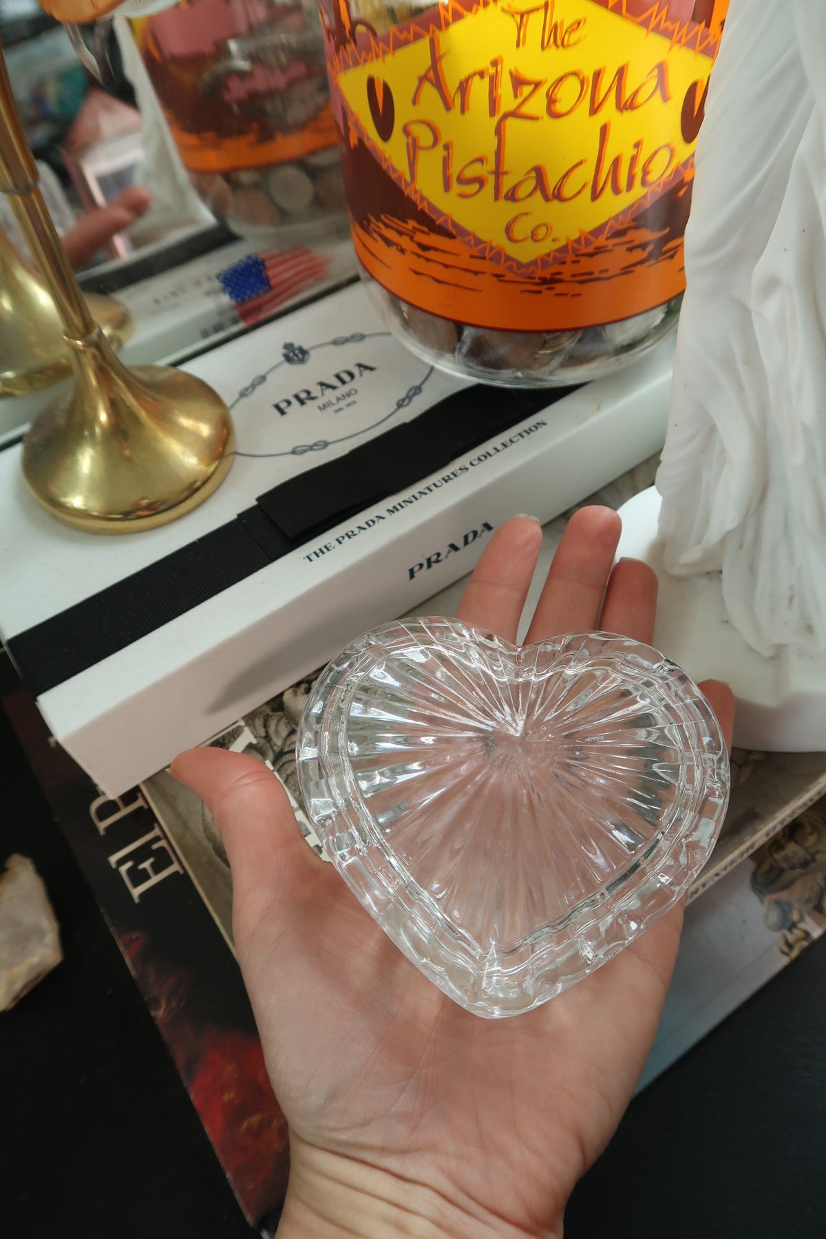 Vintage Glass Heart Catch All Dish