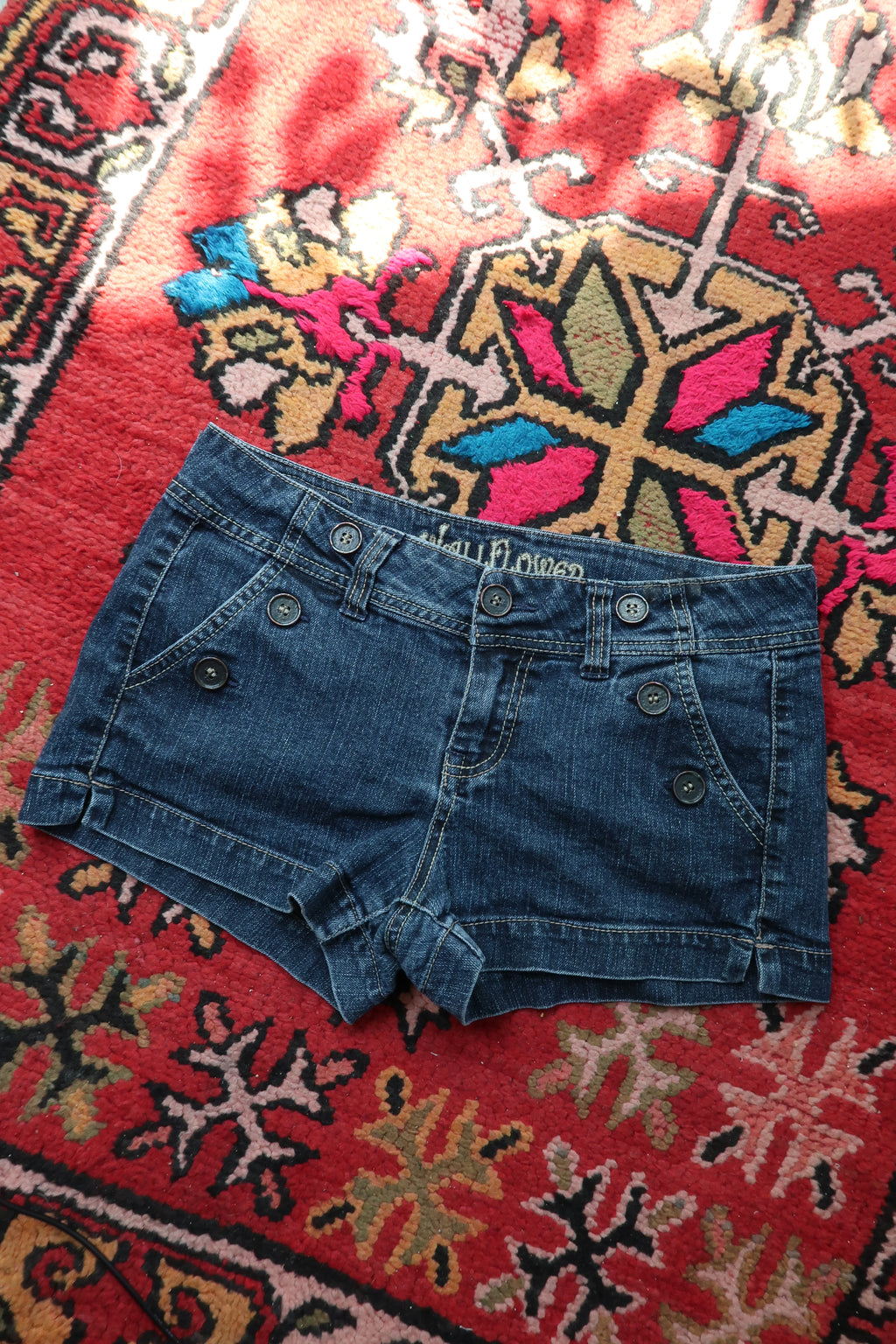 Vintage Low-Rise Button Detail Denim Shorts – Y2K Micro Shorts