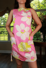 Load image into Gallery viewer, Vintage 2000s Lilly Pulitzer pink floral shift mini dress by Elektra Vintage displayed on a hanger.
