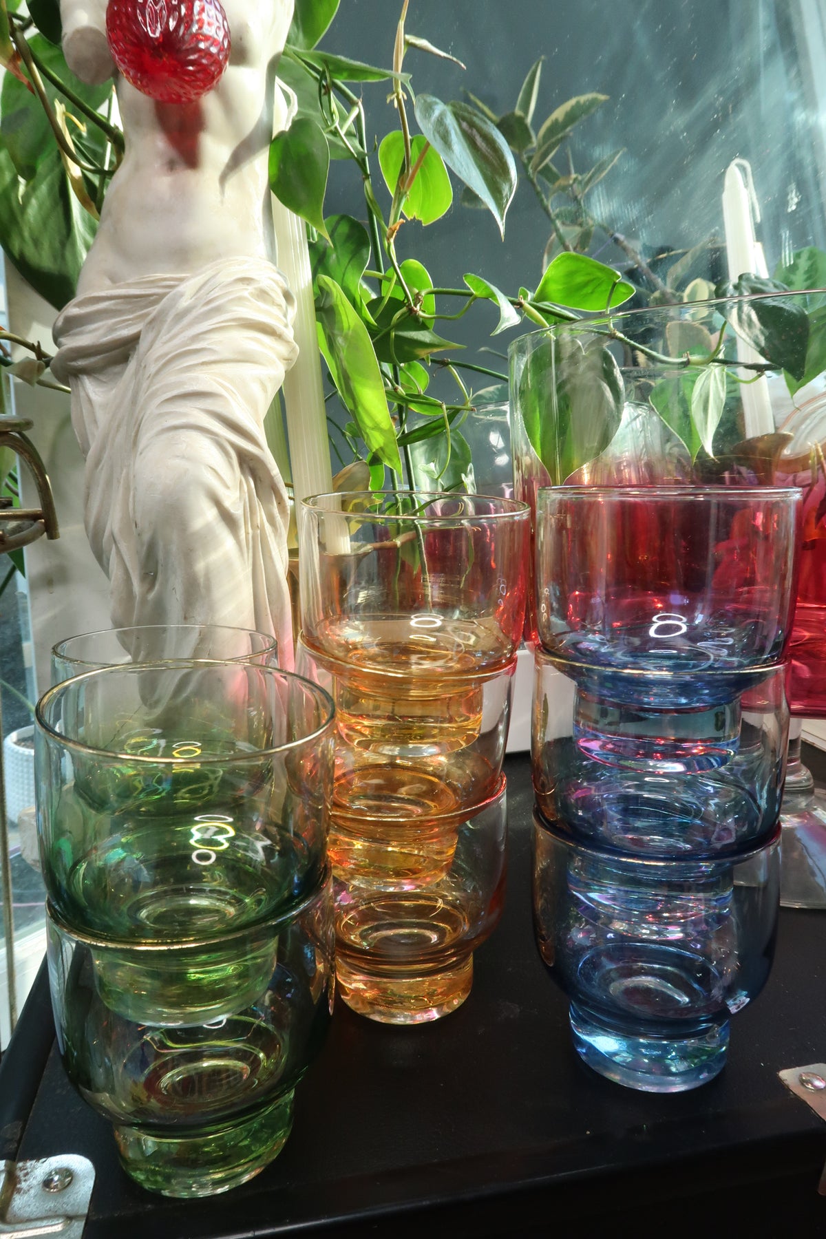 Vintage MCM Ombre Punch Bowl Glass Set - Elektra Vintage