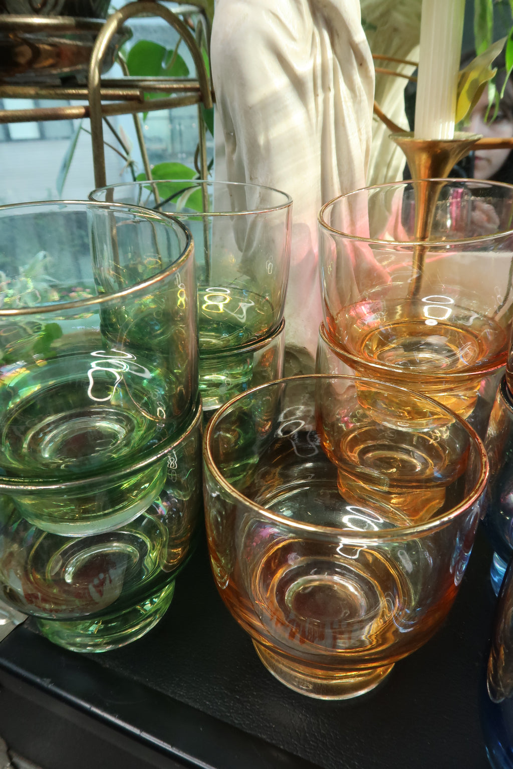 Vintage MCM Ombre Punch Bowl Glass Set - Elektra Vintage