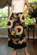 Load image into Gallery viewer, Elektra Vintage vintage Japanese-inspired floral fan print maxi skirt with flowing fabric and intricate floral designs.
