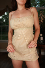 Load image into Gallery viewer, Vintage beige embroidered babydoll cami top for women by Elektra Vintage, featuring delicate embroidery and a flowy, lightweight design.
