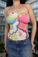 Load image into Gallery viewer, Vintage 2000s Y2K Psychedelic Club Halter Tube Top
