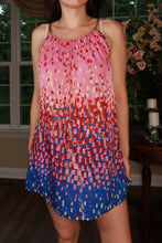 Load image into Gallery viewer, Vintage Elektra Pink Abstract Braided Strap Swing Dress, women's top with Y2K-inspired design and colorful pattern.
