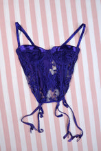 Load image into Gallery viewer, Vintage Victoria’s Secret Gold Label Purple Lace Bustier Corset Top
