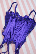 Load image into Gallery viewer, Vintage Victoria’s Secret Gold Label Purple Lace Bustier Corset Top

