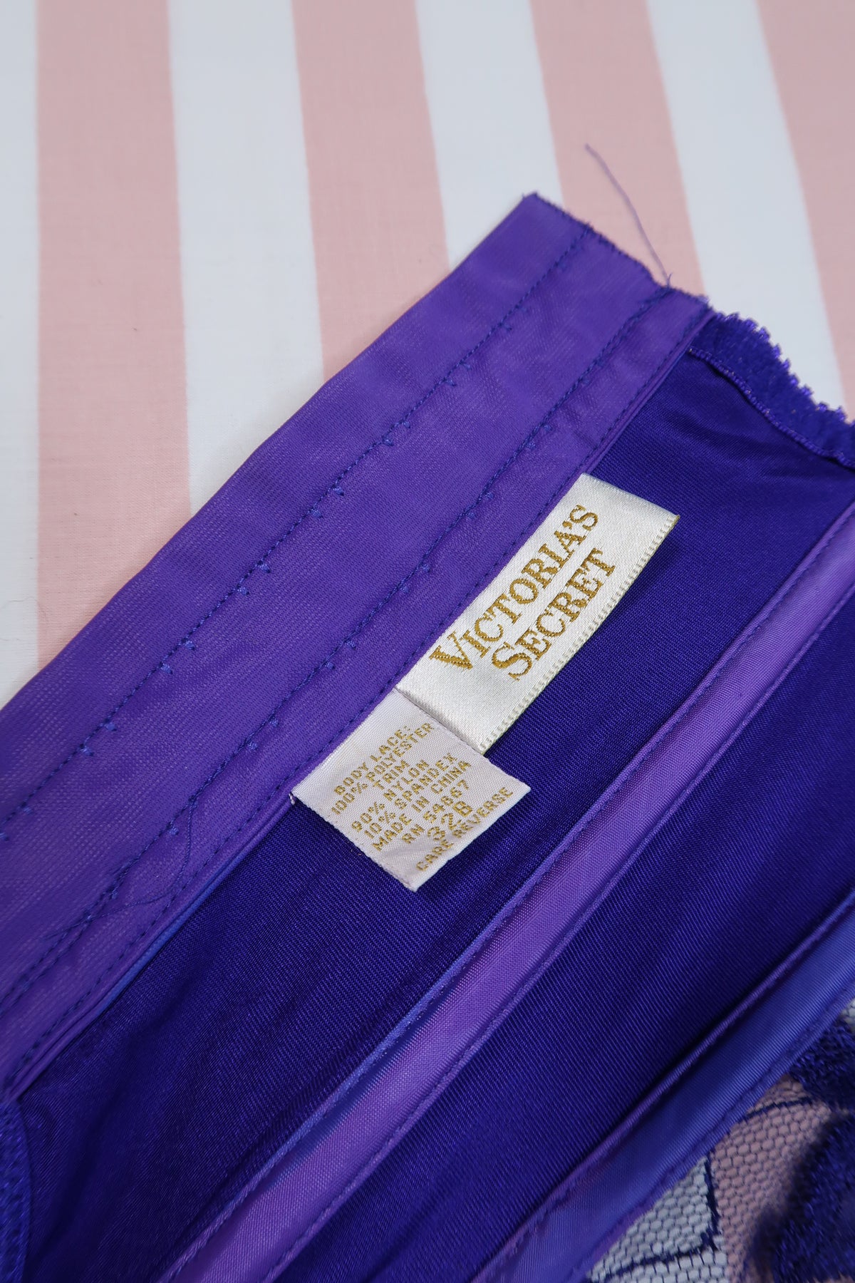 Vintage Victoria’s Secret Gold Label purple lace bustier corset top for women, featuring intricate lace and structured fit.