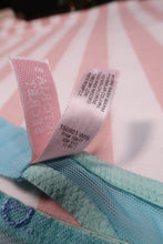 Load image into Gallery viewer, Vintage 2000s Victoria’s Secret Aqua Blue Embroidered Floral Garter Belt with Matching Satin Thong Two-Piece Lingerie Set
