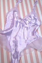 Load image into Gallery viewer, Vintage 2000s Victoria’s Secret Lavender Satin Polka Dot Bodysuit Y2K Lingerie
