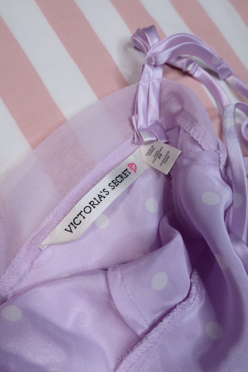 Vintage 2000s lavender satin polka dot bodysuit by Elektra Vintage, women's Y2K lingerie top with polka dot pattern.