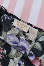 Load image into Gallery viewer, Vintage 1980s Victoria’s Secret Gold Label Dark Floral Satin Teddy Lingerie Bodysuit
