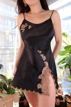 Load image into Gallery viewer, Vintage 2000s Victoria’s Secret Black Satin Lace Slip Dress
