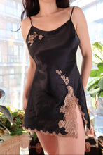 Load image into Gallery viewer, Vintage 2000s Victoria’s Secret Black Satin Lace Slip Dress
