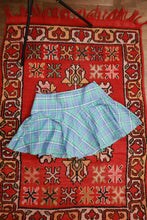 Load image into Gallery viewer, Vintage Blue &amp; Green Plaid Tennis Skater Mini Skirt
