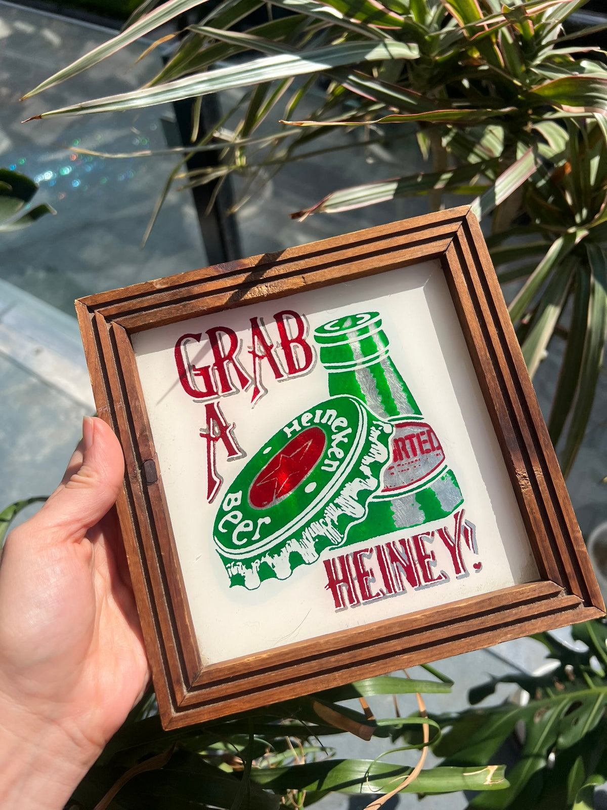 70s Vintage Framed Heineken Beer Advertisement Sign - Elektra Vintage