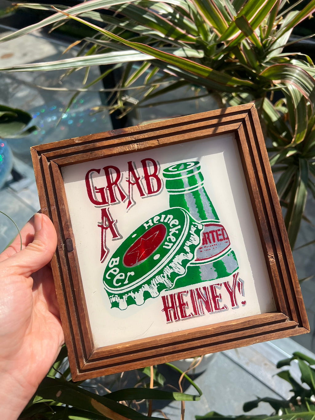 70s Vintage Framed Heineken Beer Advertisement Sign - Elektra Vintage