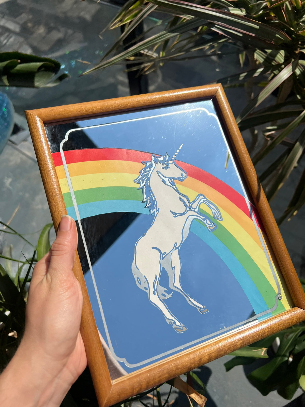 80s Vintage Rainbow Unicorn Mirror - Elektra Vintage
